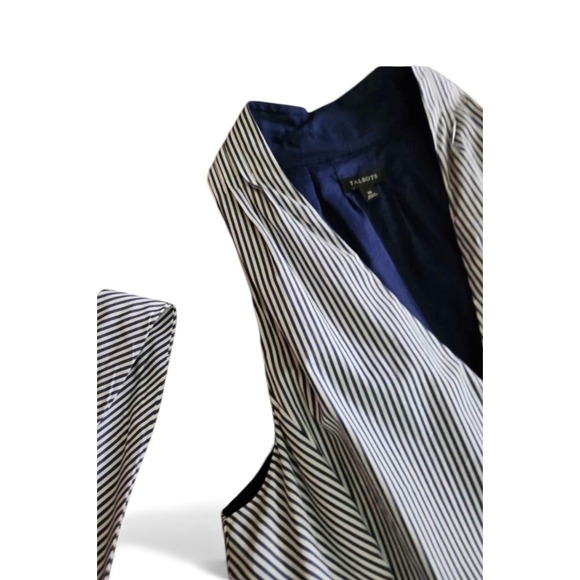Talbots Navy White Stripe Sleeveless Tie Waist Shirt Dress Knee Length Women Sz8 - Picture 5 of 9